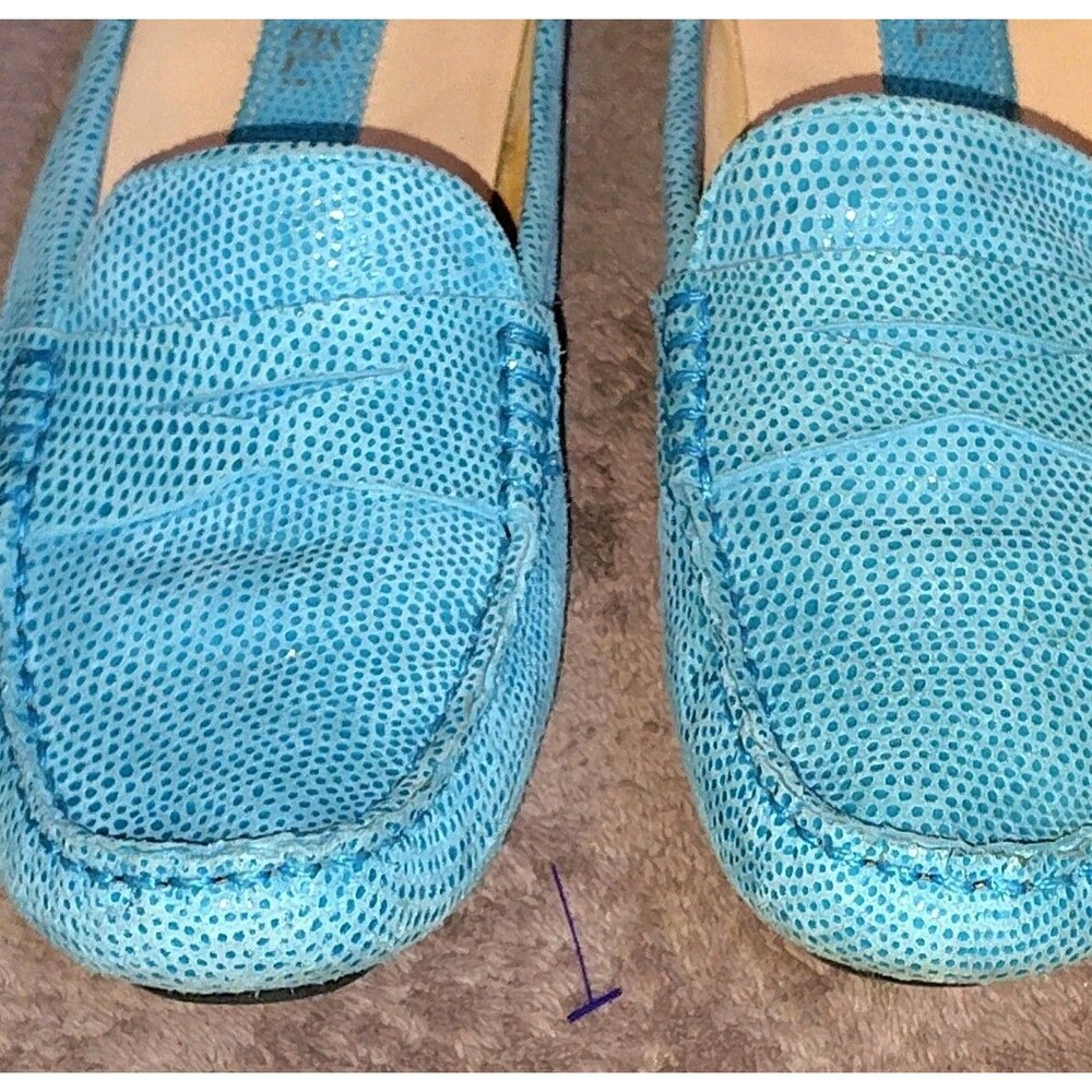 VANELi Turquoise Blue Lizard Embossed Leather Mules Loafers Women’s Size 9 A - Picture 4 of 14